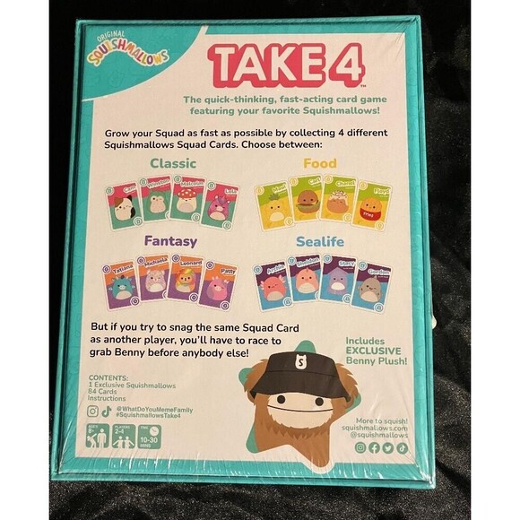 Squishmallows New Sealed Take 4 The Quick Thinking Fast Acting Card Game 8+ - Picture 5 of 5
